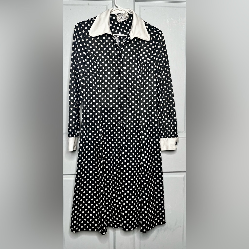 Vintage Parade dress sz  12 black&white polka dot Wednesday Adams  goth punk